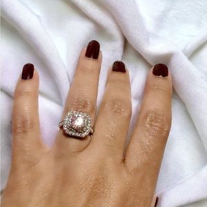 Beautiful Sterling Silver Fashion Ring With Pink Cupid Zirconia And Whit…